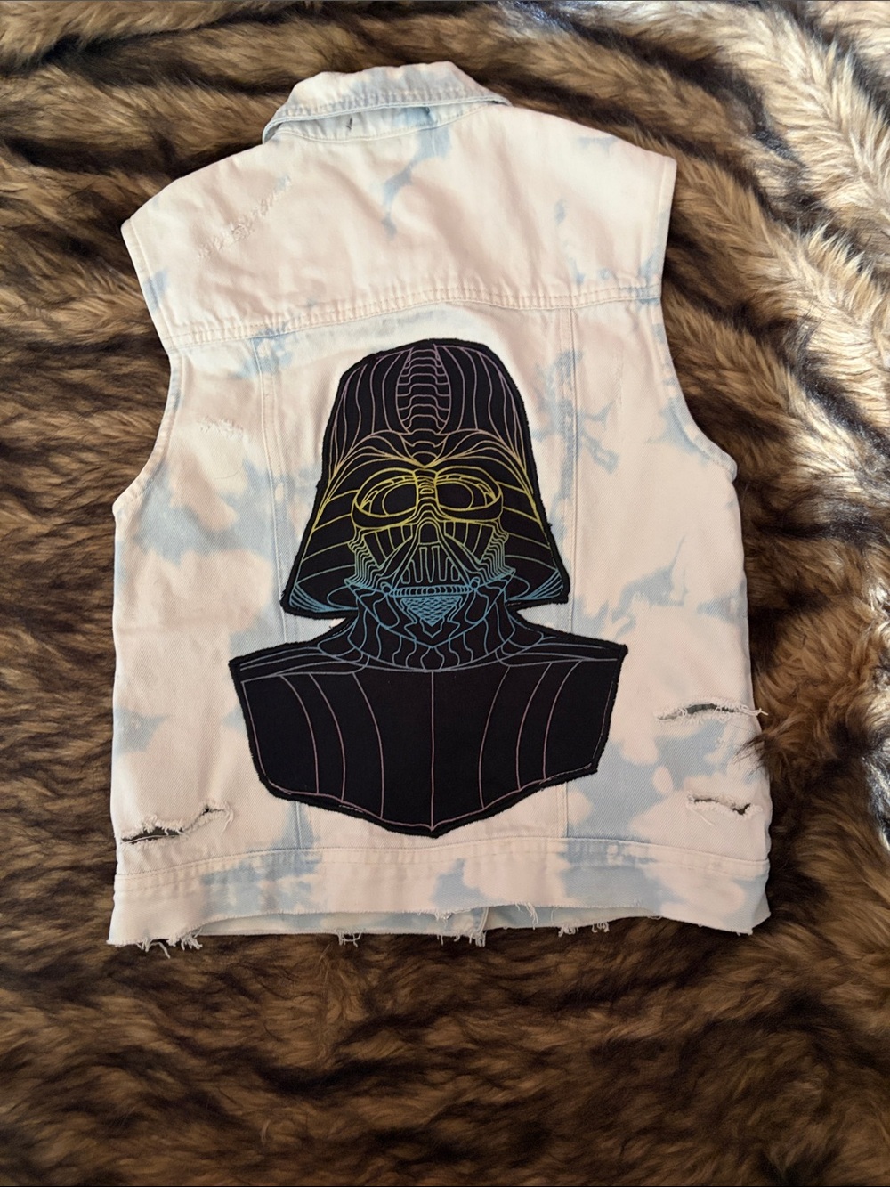 Forever 21 Star-wars Light Blue Bleached Distressed Denim Vest Size XS
